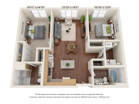 2B Floor Pan at Oaks Landing 55+ Apartments, New Brighton, MN 55112